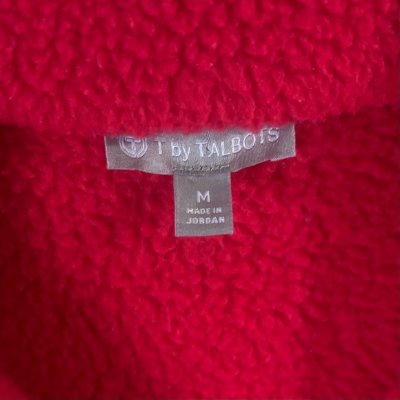 T by Talbots Red Zip-Up Sherpa Fleece Jacket Size Medium - Picture 2 of 11